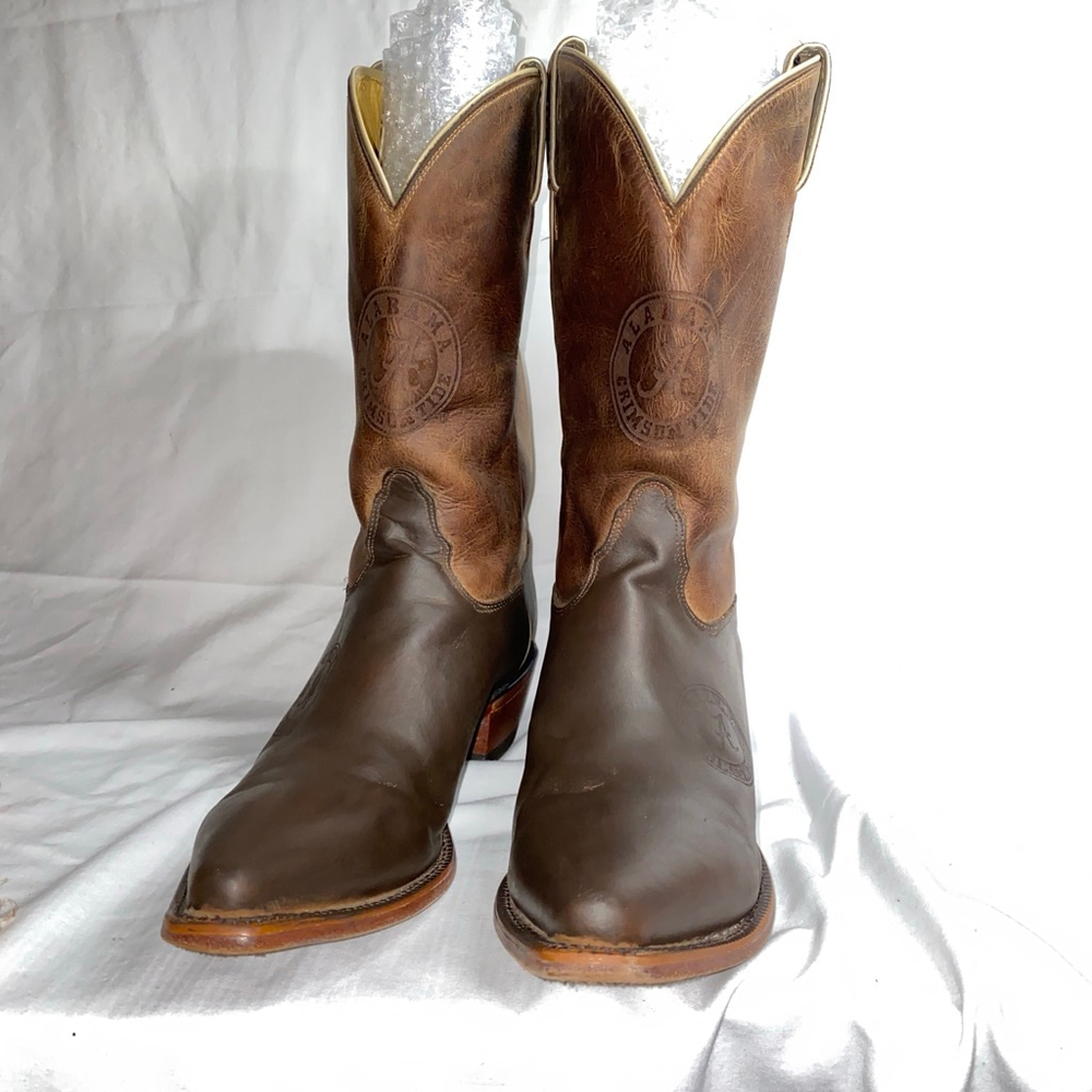 Men's Nocona Boots with University of Alabama Logo Brown Tan Boots Size 12